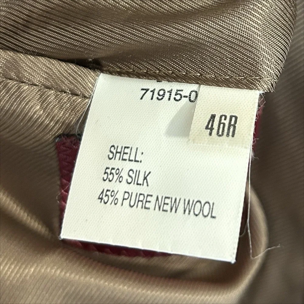 Jos A Bank Sport Coat Blazer Mens 46R Silk Wool Tweed Glen Plaid Brown Tan Navy - Picture 8 of 10